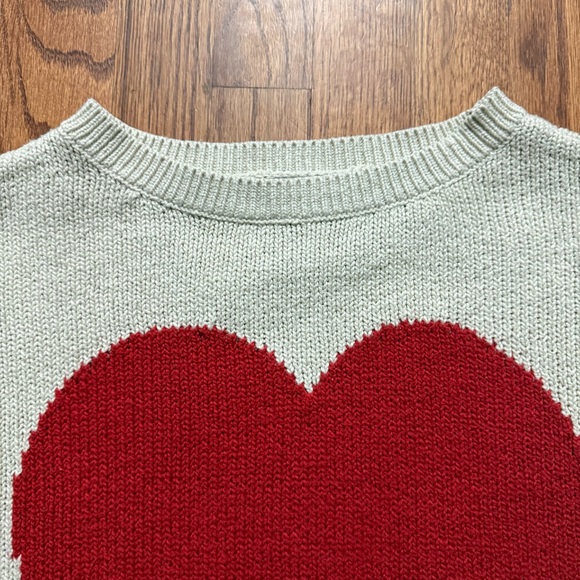 LOFT red heart beige long sleeve sweater size M - Picture 3 of 12